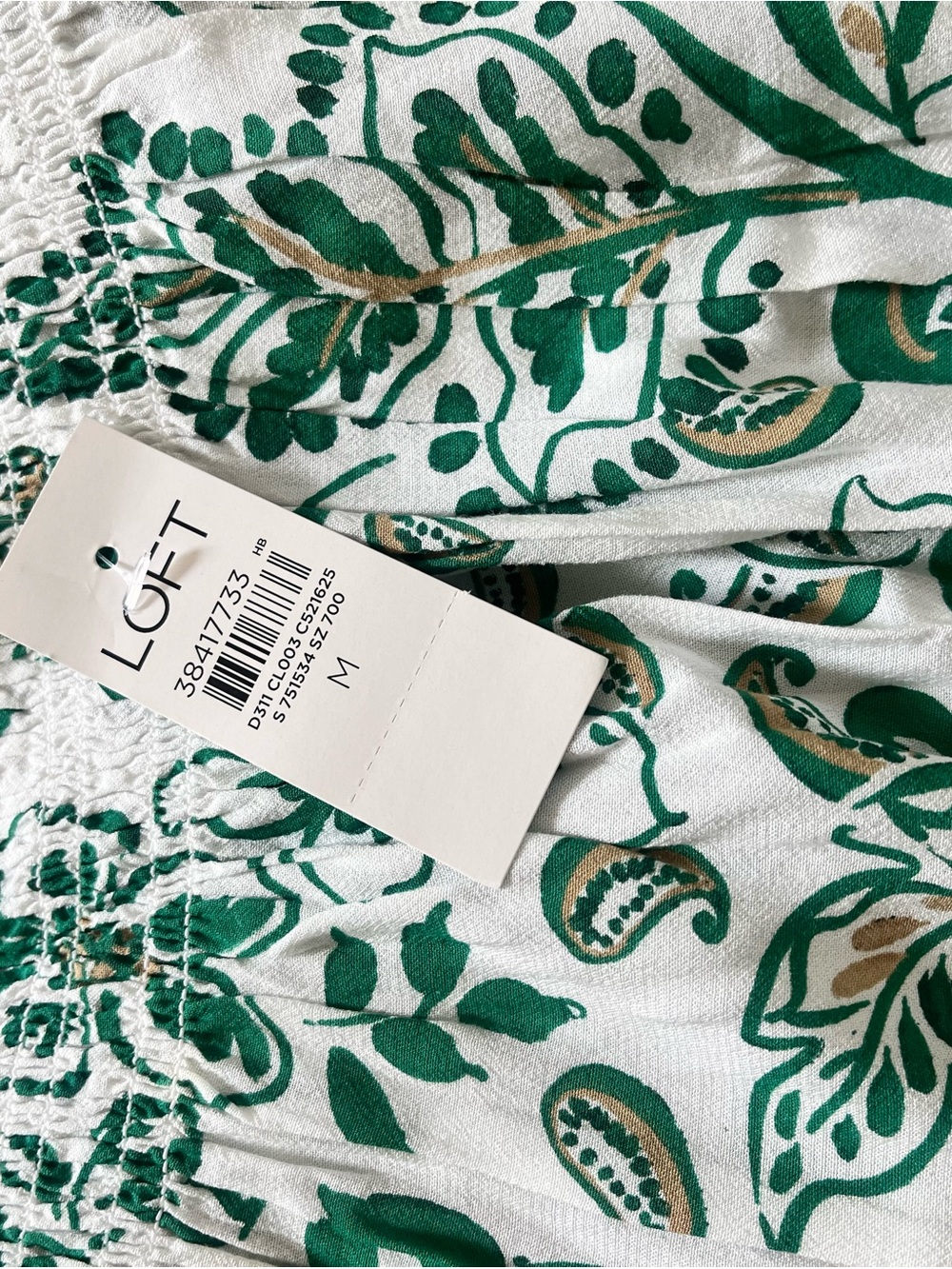 LOFT White Skirt with Green and Tan Floral Print - Picture 3 of 3